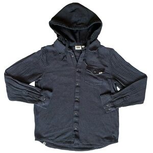 Vans Off the Wall Size Medium Men's Black Dark Gray Hoodie Shacket button down